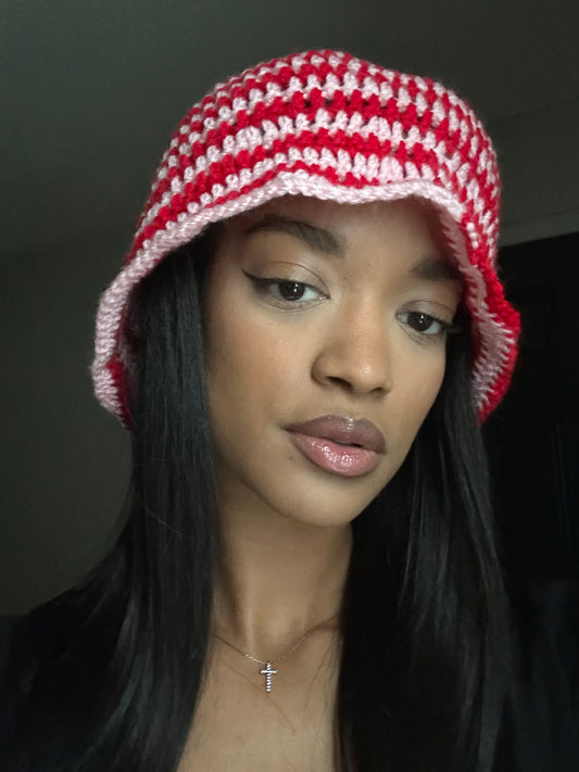 Crochet Bucket Hat — Cherry Swirl
